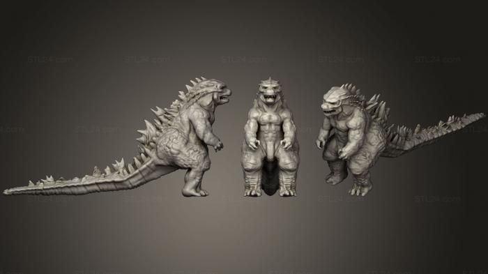 Статуэтки герои, монстры и демоны (Godzilla, STKM_0827) 3D модель для ЧПУ станка